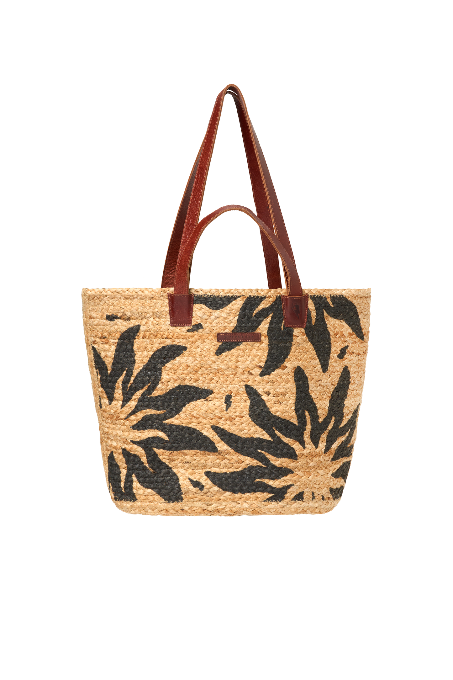 Natural with Black Sunstar Straw Basket Bag