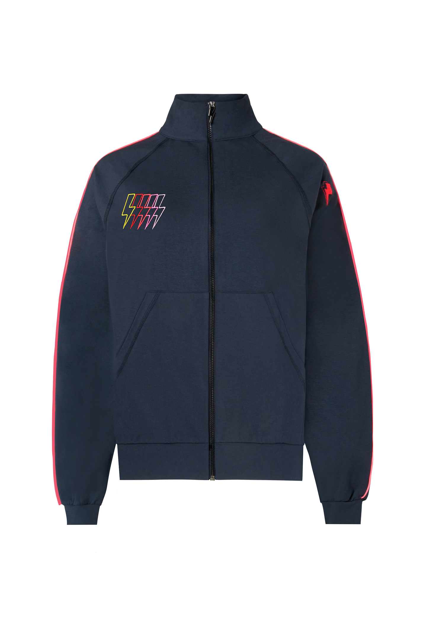 Navy Funnel Neck Zip Through Sweat Top