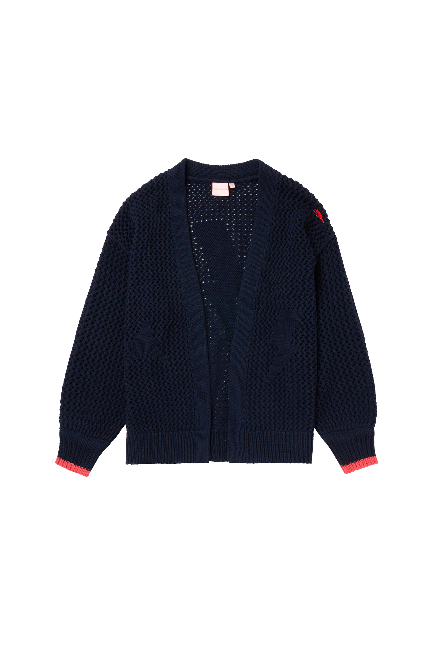 Navy Star and Lightning Bolt Knitted Crochet Cardigan