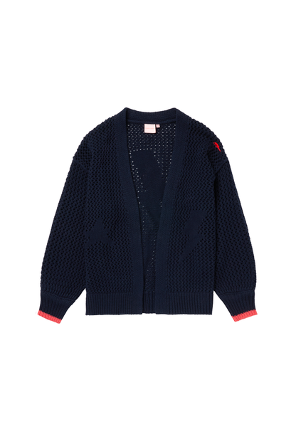 Navy Star and Lightning Bolt Knitted Crochet Cardigan