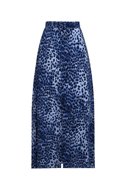 Navy Cheetah Midi Skirt