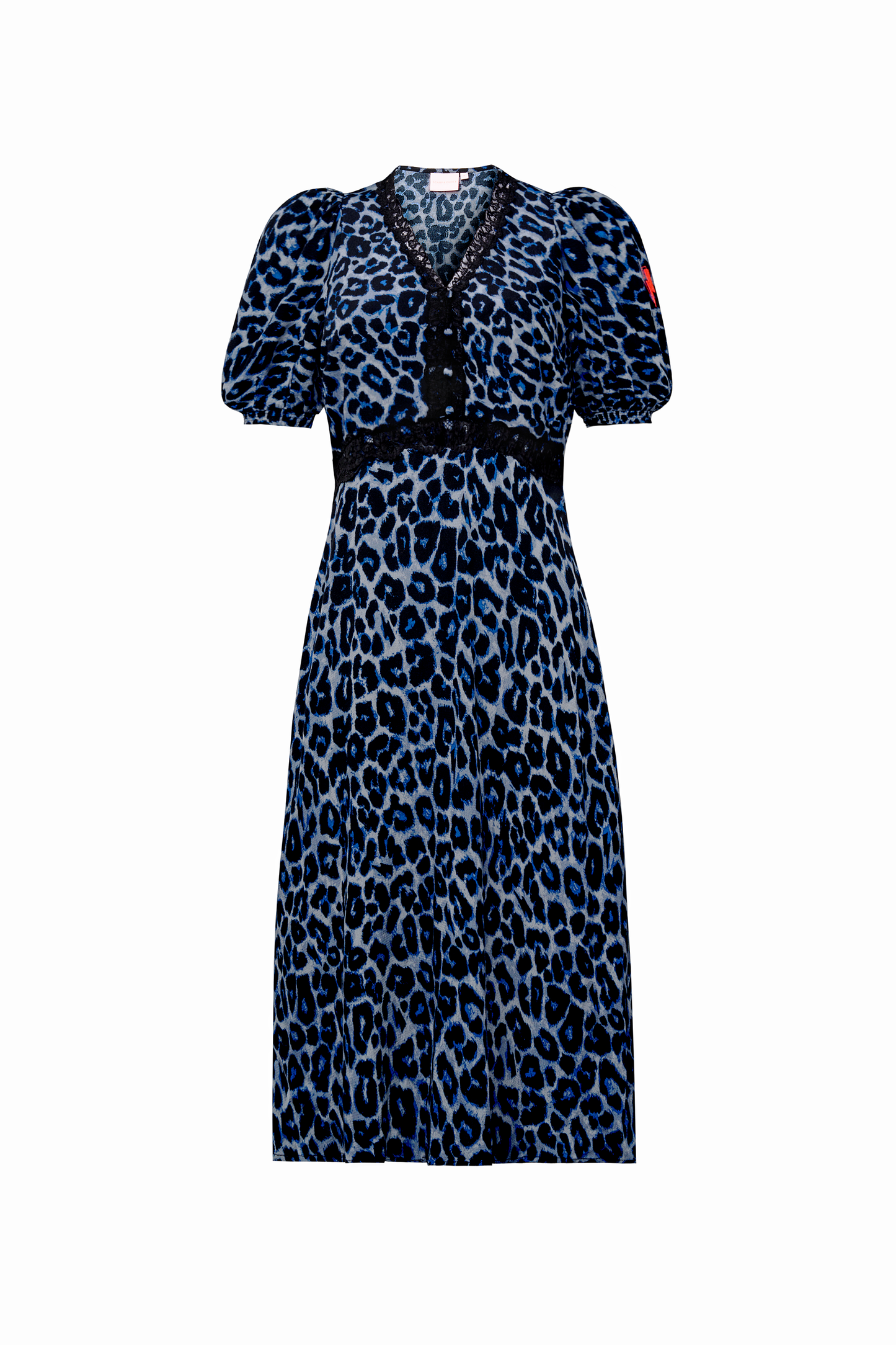 Navy Jaguar Lace Trim Short Tea Dress