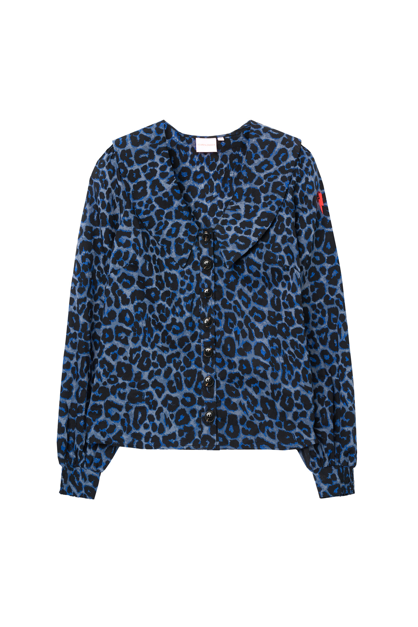 Navy Jaguar Collared Blouse