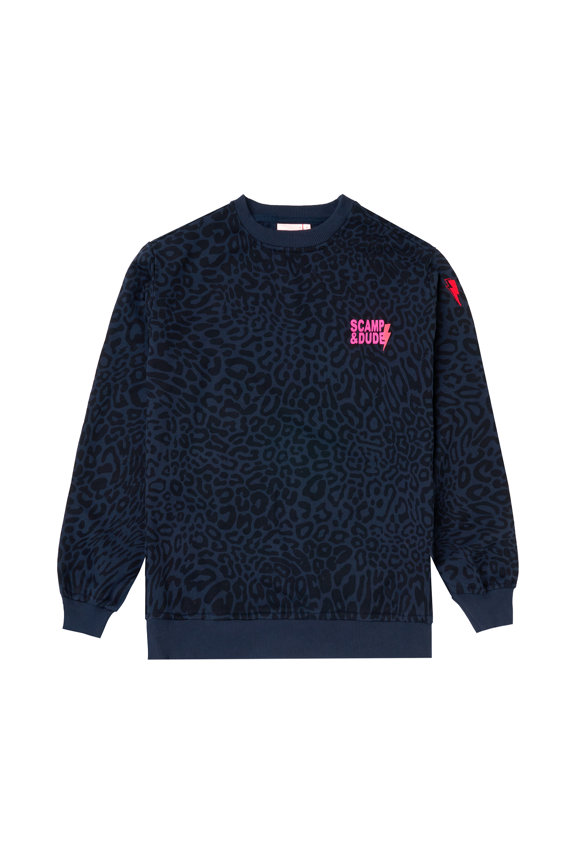 Navy with Black Leopard Ray Logo Oversized Sweatshirt