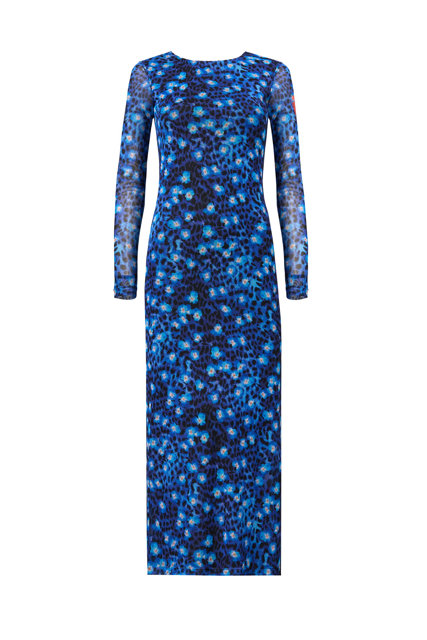 Navy Paradise Cheetah Mesh Midi Dress