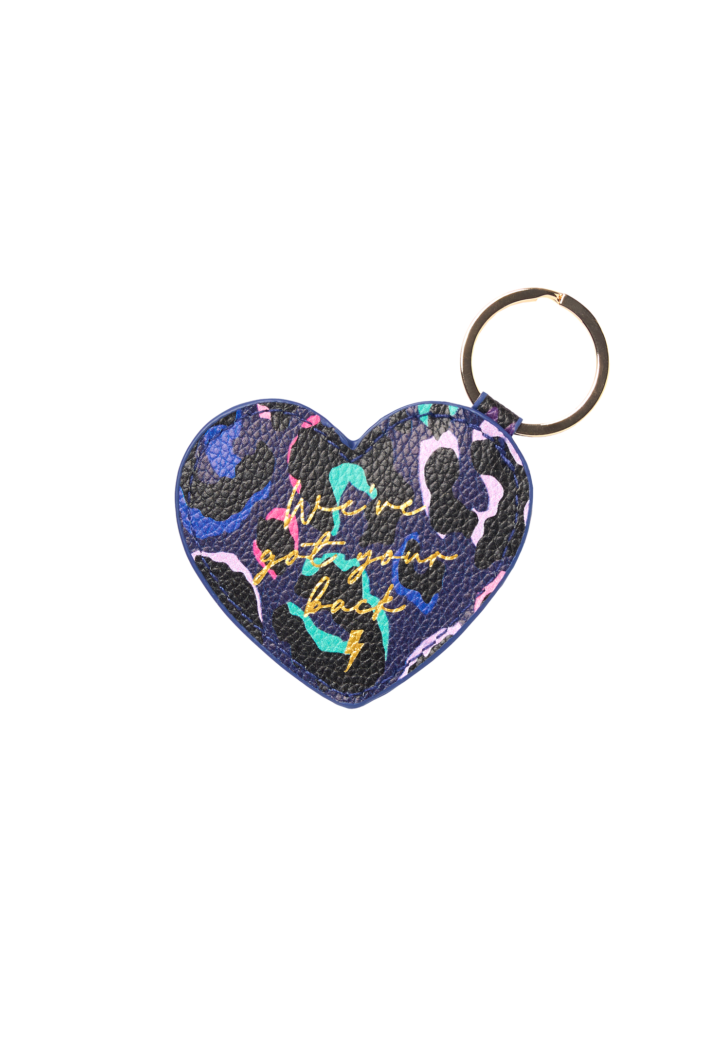 Navy with Pink Snow Leopard Heart Keyring