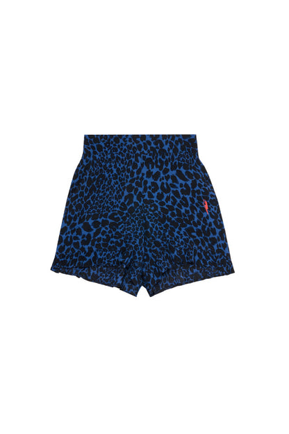 Navy with Black Rock and Roll Leopard Frill Hem Shorts