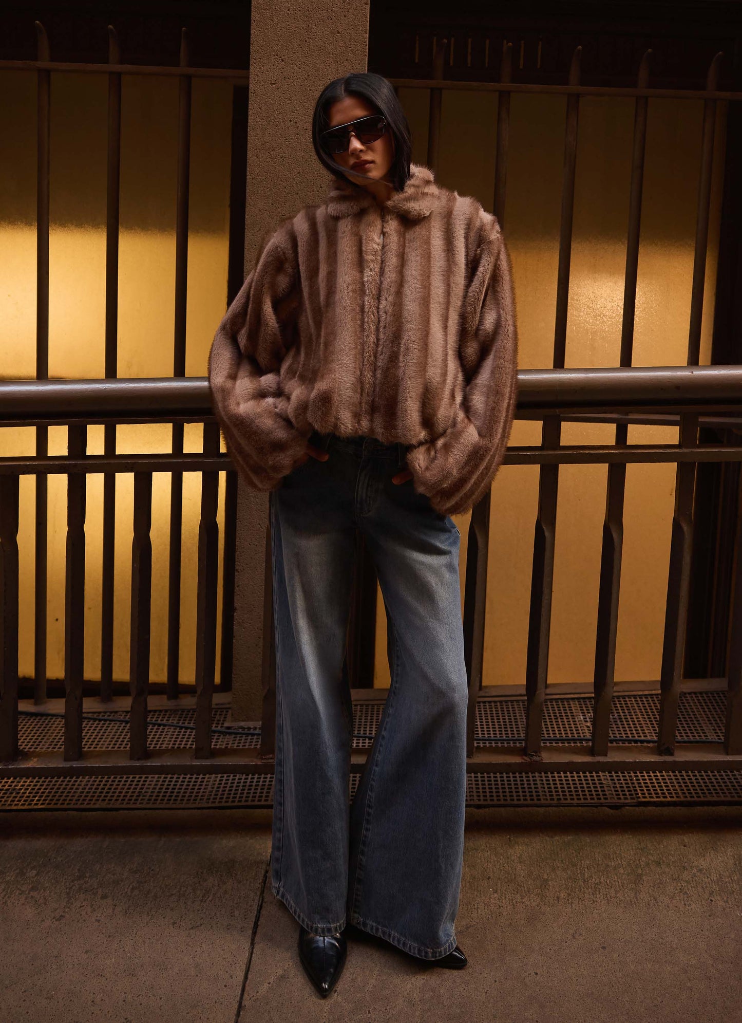 Naylor Faux Fur Jacket - Brown