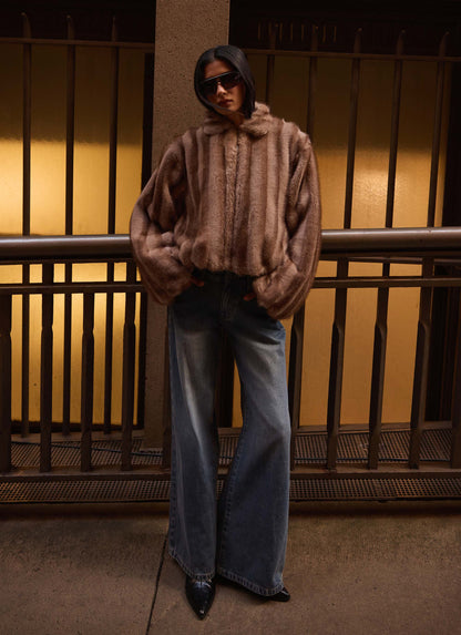 Naylor Faux Fur Jacket - Brown