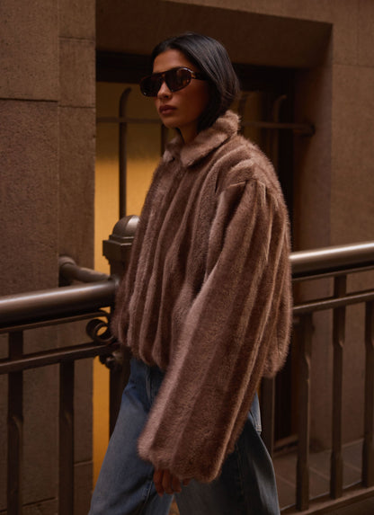Naylor Faux Fur Jacket - Brown