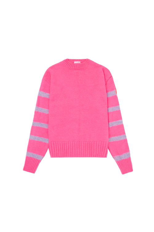 Neon Pink and Lilac Stripe Knit Jumper