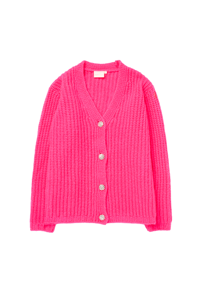 Neon Pink Button Through Cardigan