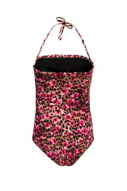 Neutral Paradise Cheetah Frill Bandeau Swimsuit
