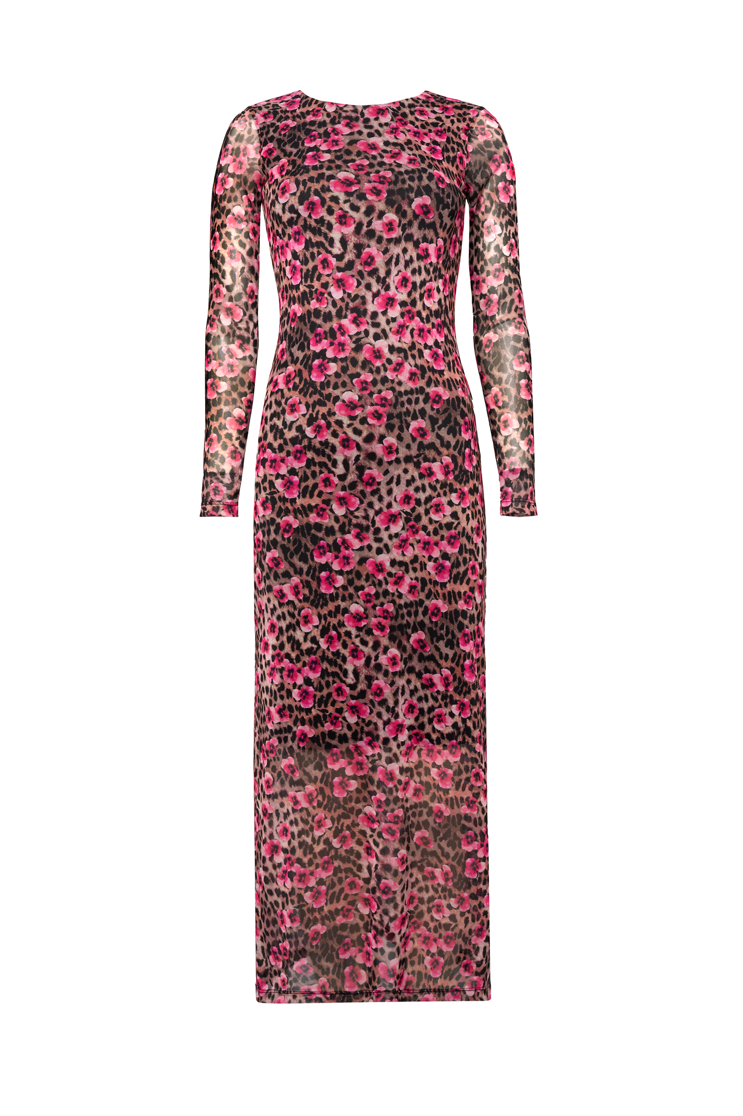 Neutral Paradise Cheetah Mesh Midi Dress
