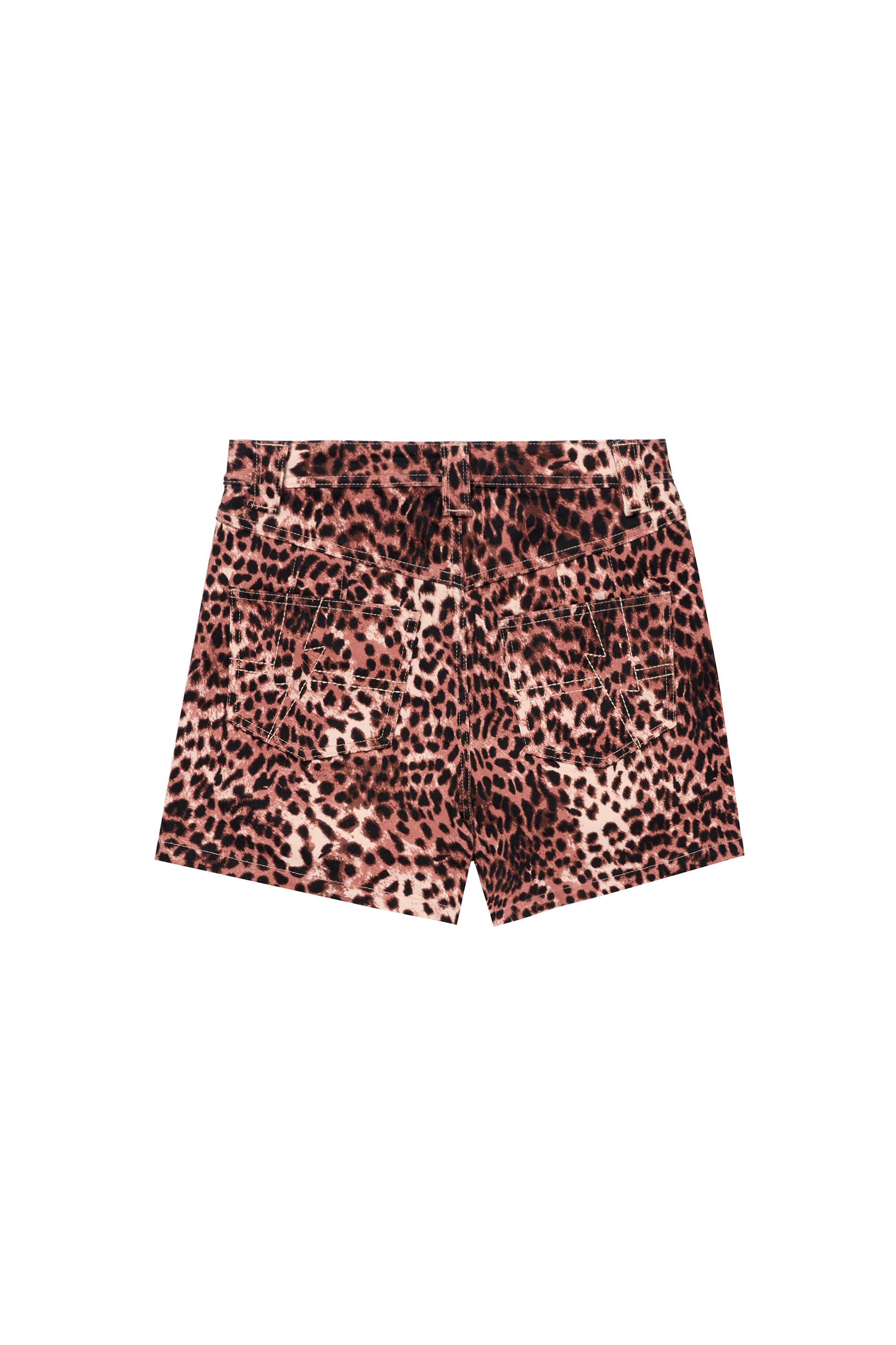 Neutral Cheetah Patch Pocket Denim Shorts