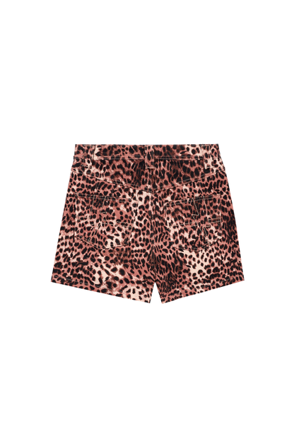 Neutral Cheetah Patch Pocket Denim Shorts
