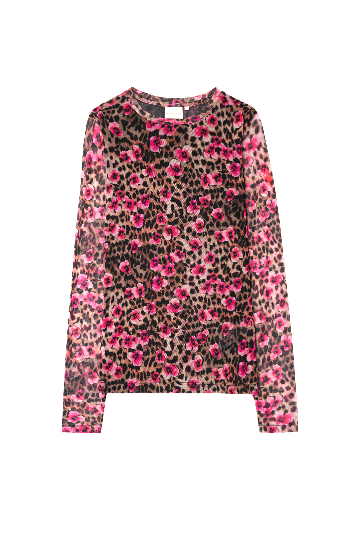 Neutral Paradise Cheetah Printed Mesh Top