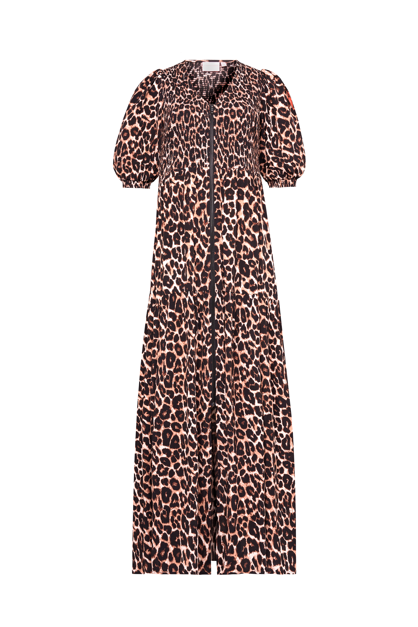 Neutral Jaguar Shirred Zip Detail Midi Dress