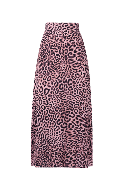 Neutral Leopard Ray Midi Slip Skirt
