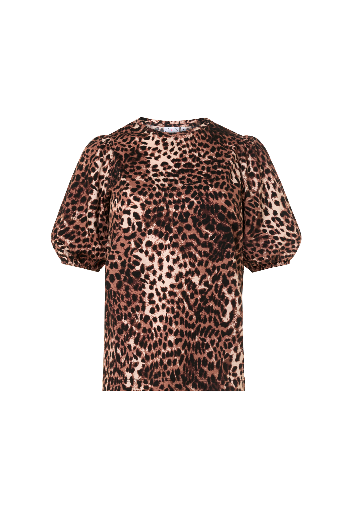 Neutral with Black Cheetah Puff Sleeve T-Shirt