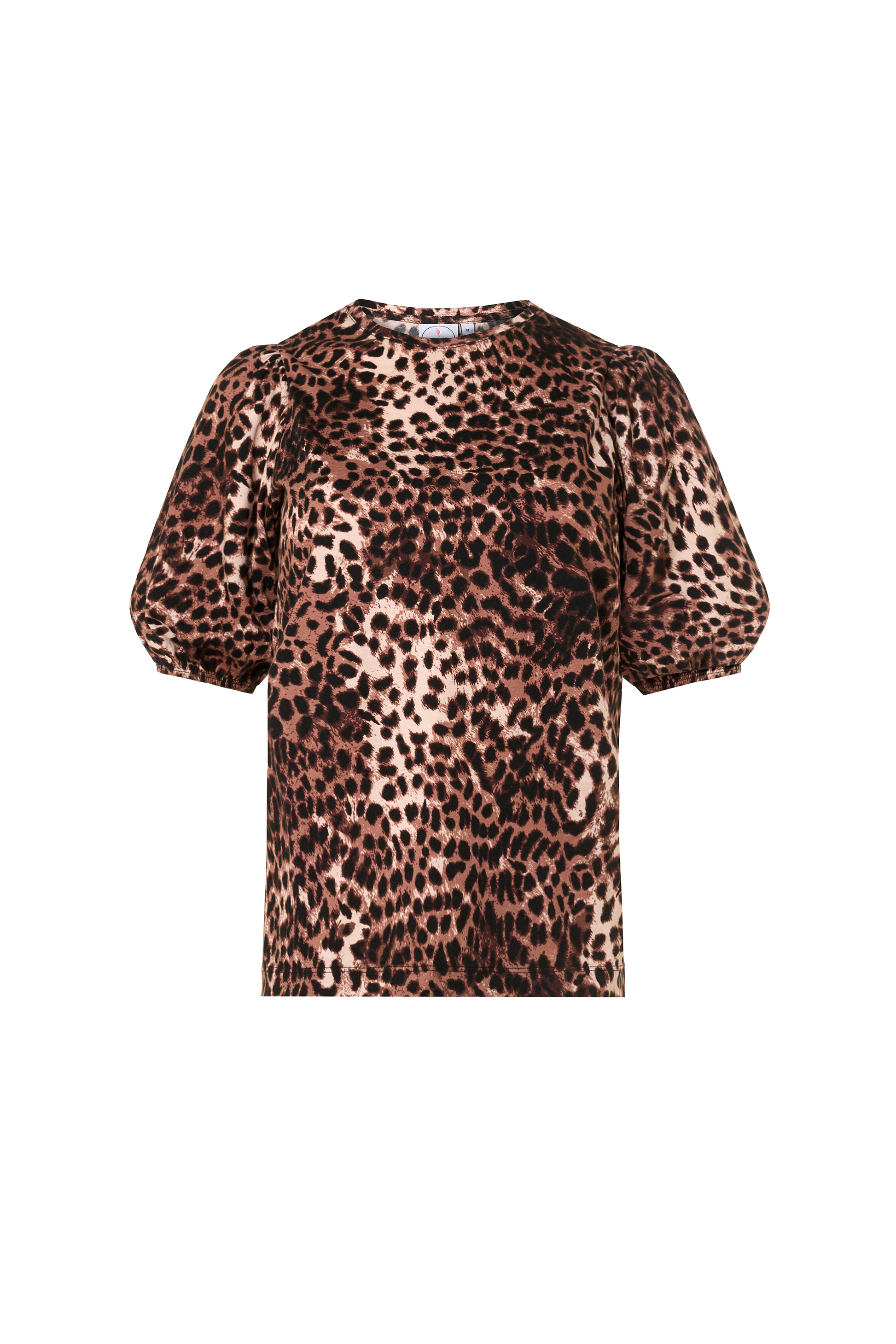 Neutral with Black Cheetah Puff Sleeve T-Shirt