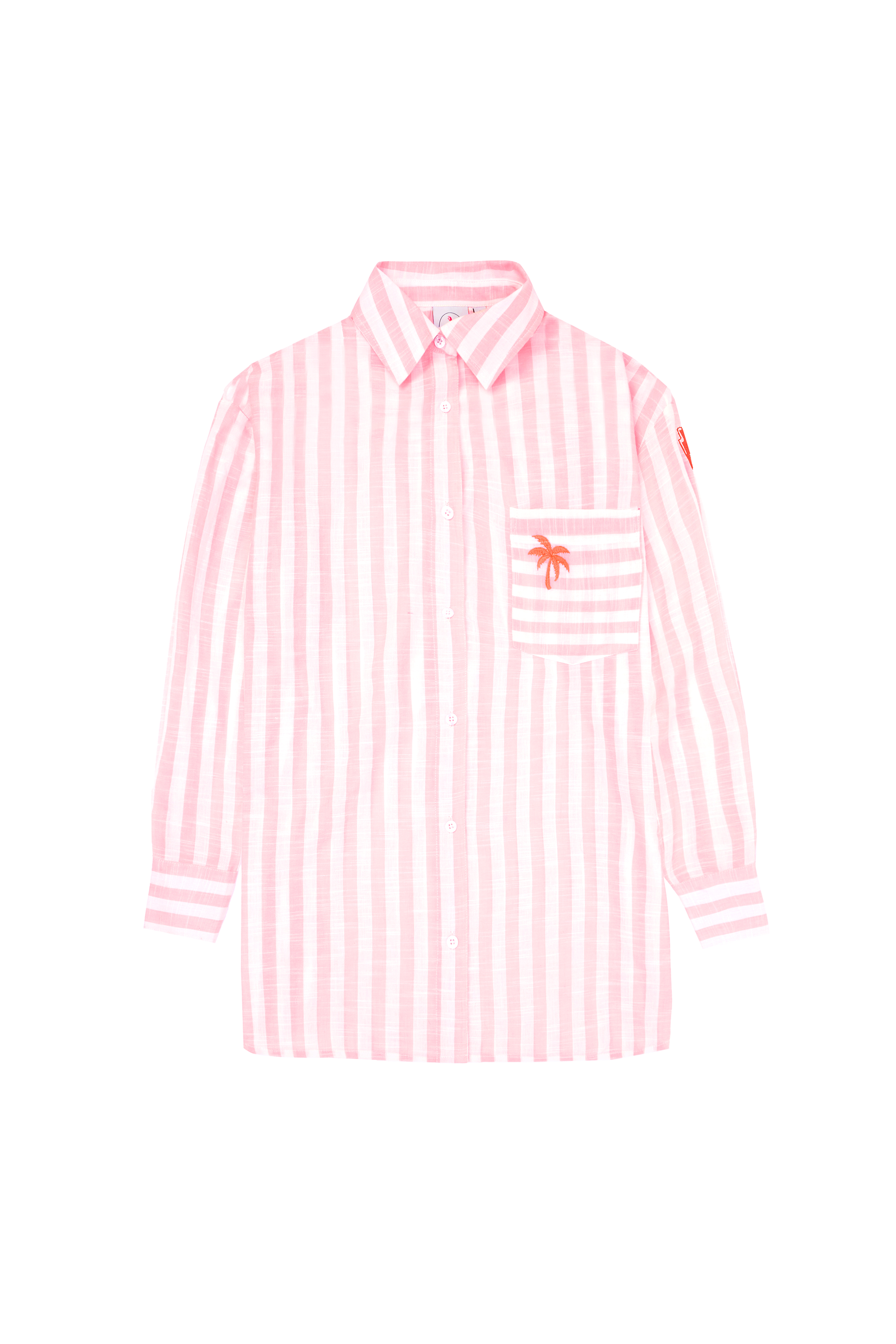 Coral and White Stripe Relaxed Shirt