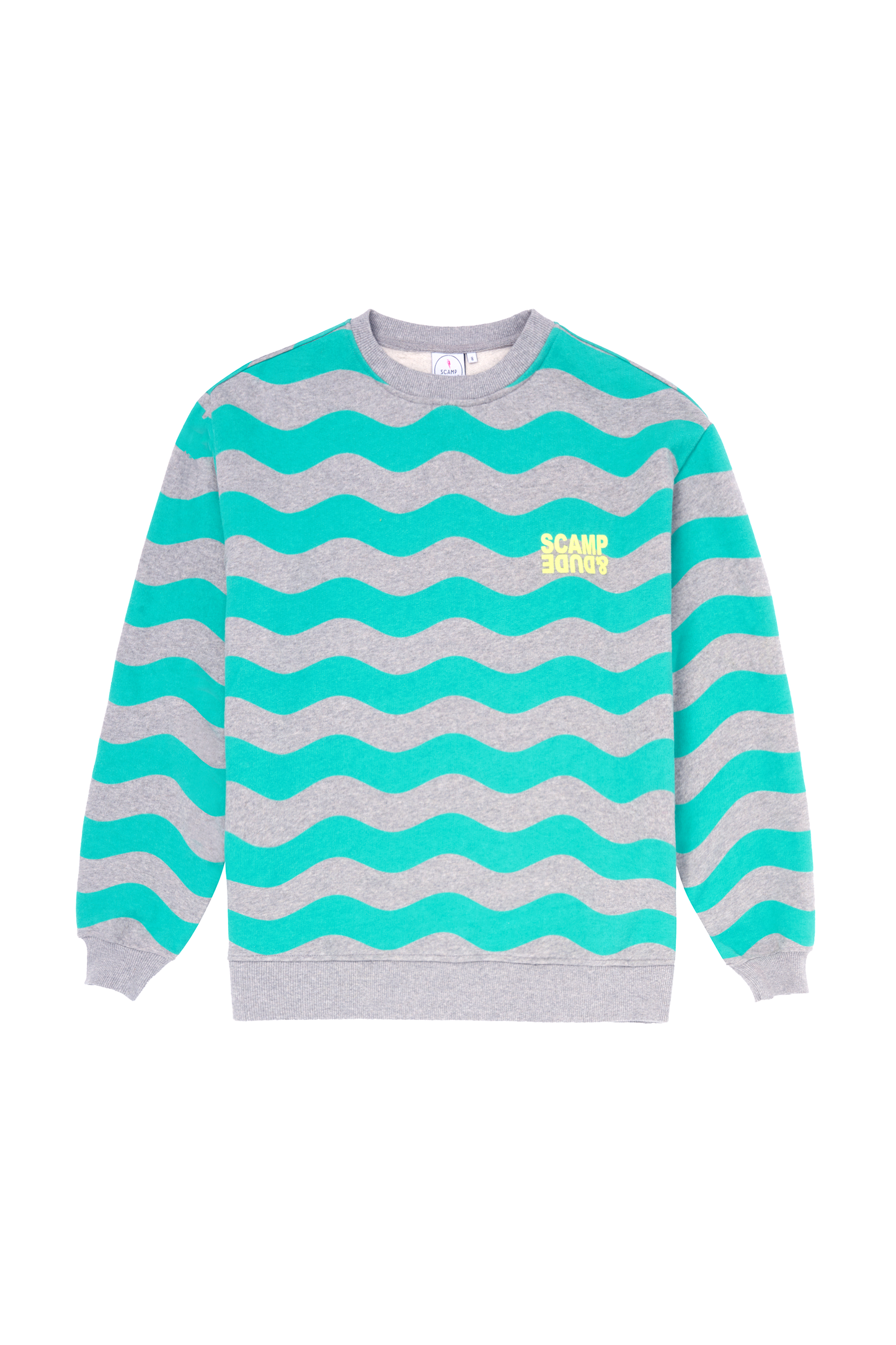 Light Grey with Green Wave Stripe Oversized Sweatshirt