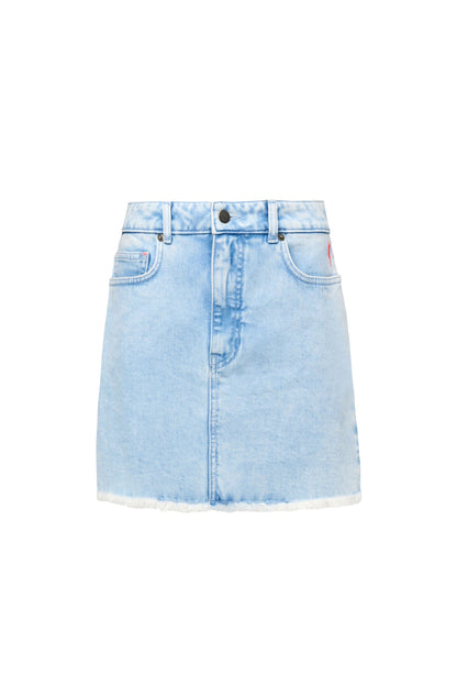 Ice Blue Wash Denim Mini Skirt