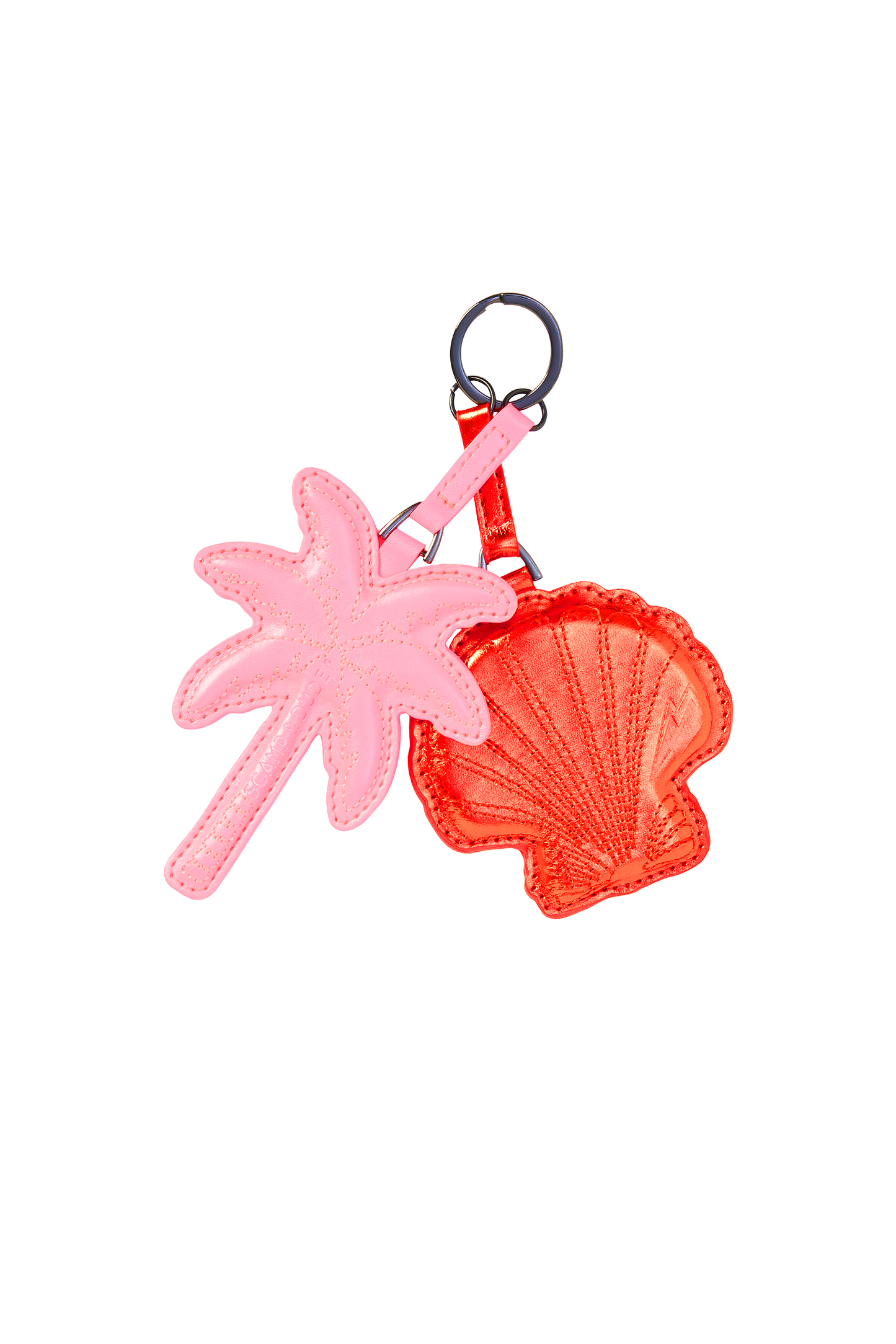 Neon Pink Palm and Red Shell Mirror Keyring