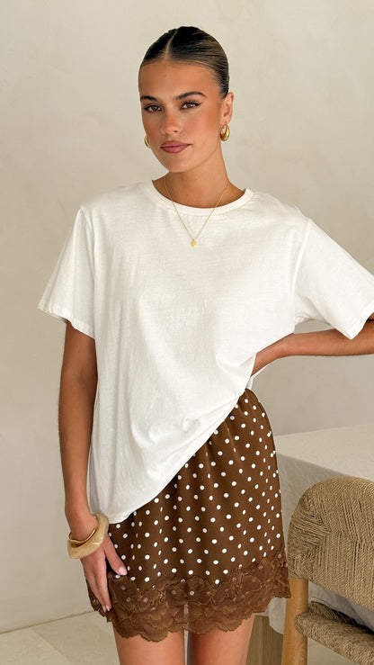 Kiki Lace Mini Skirt - Chocolate Polka