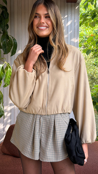 Arli Shorts - Beige Check