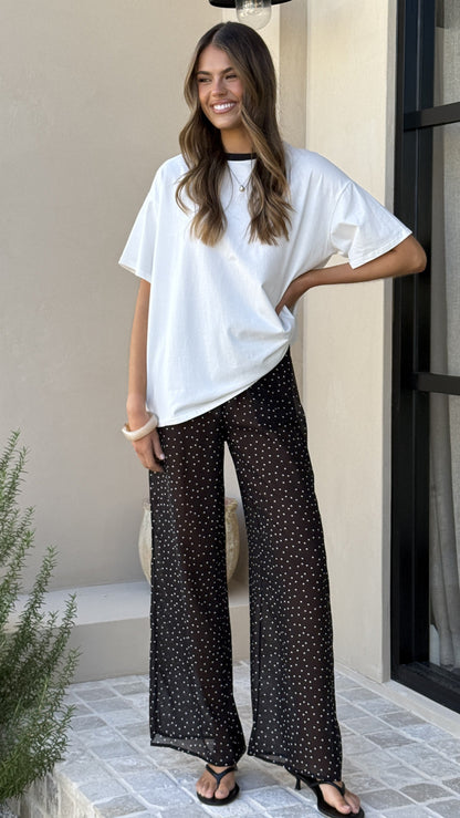 Zavier Oversized T-Shirt and Polka Dot Pants Set - White/Black