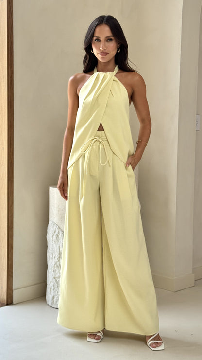 Melinda High Waist Pants - Soft Yellow