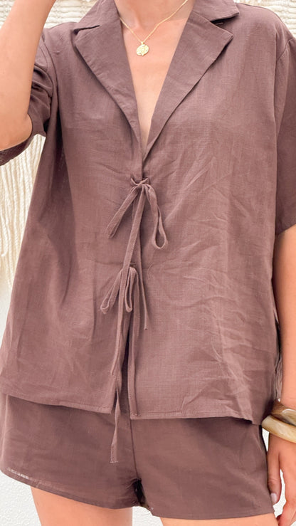 Vesper Top and Shorts Set - Chocolate