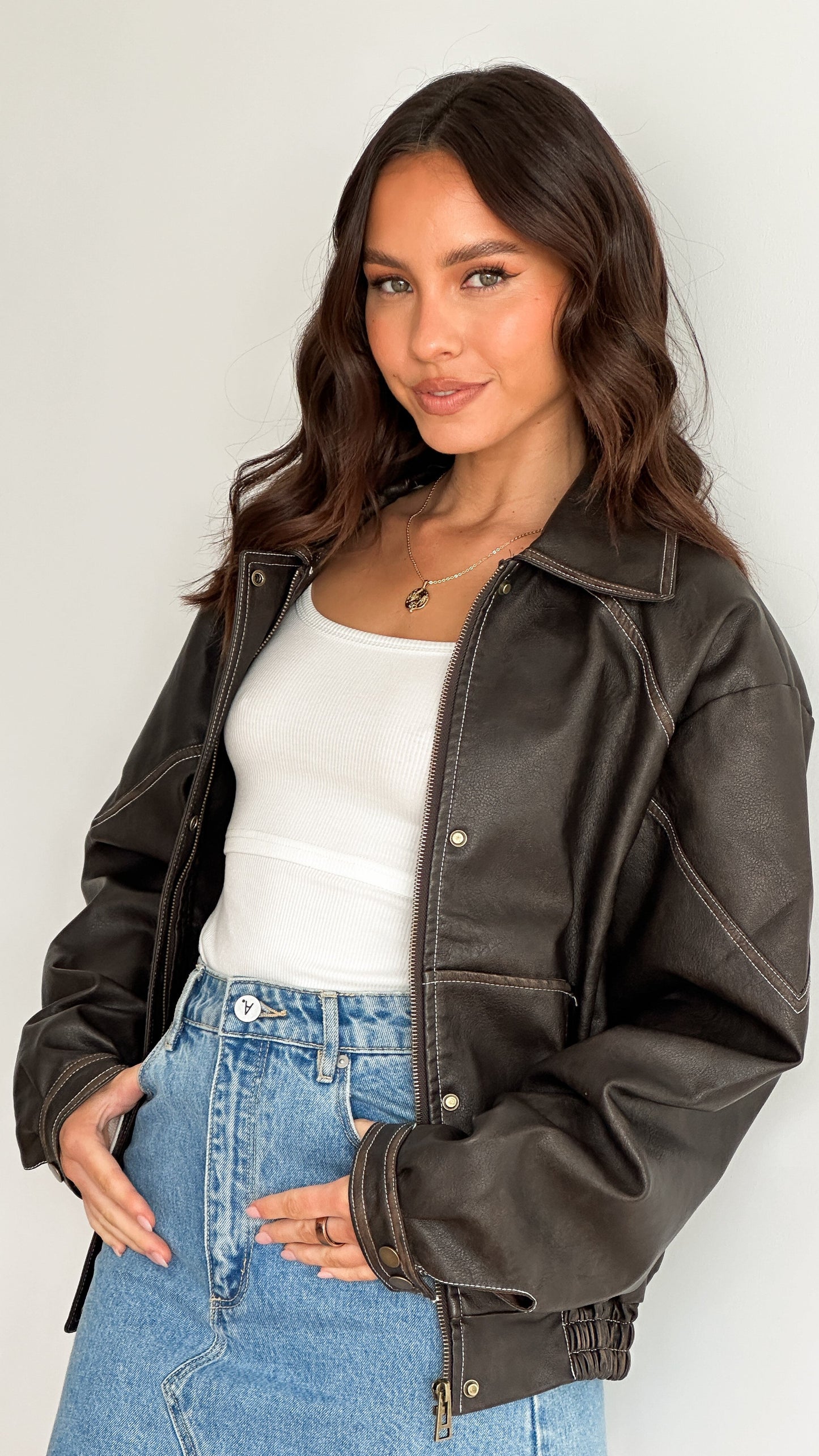 Jagger Bomber Jacket - Vintage Charcoal Brown