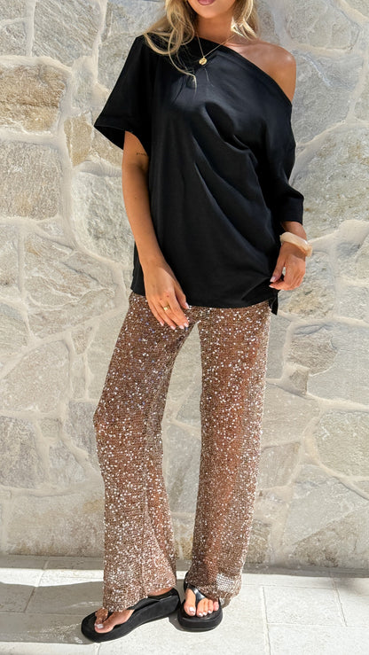 Zinnia Sequins Pant - Mocha