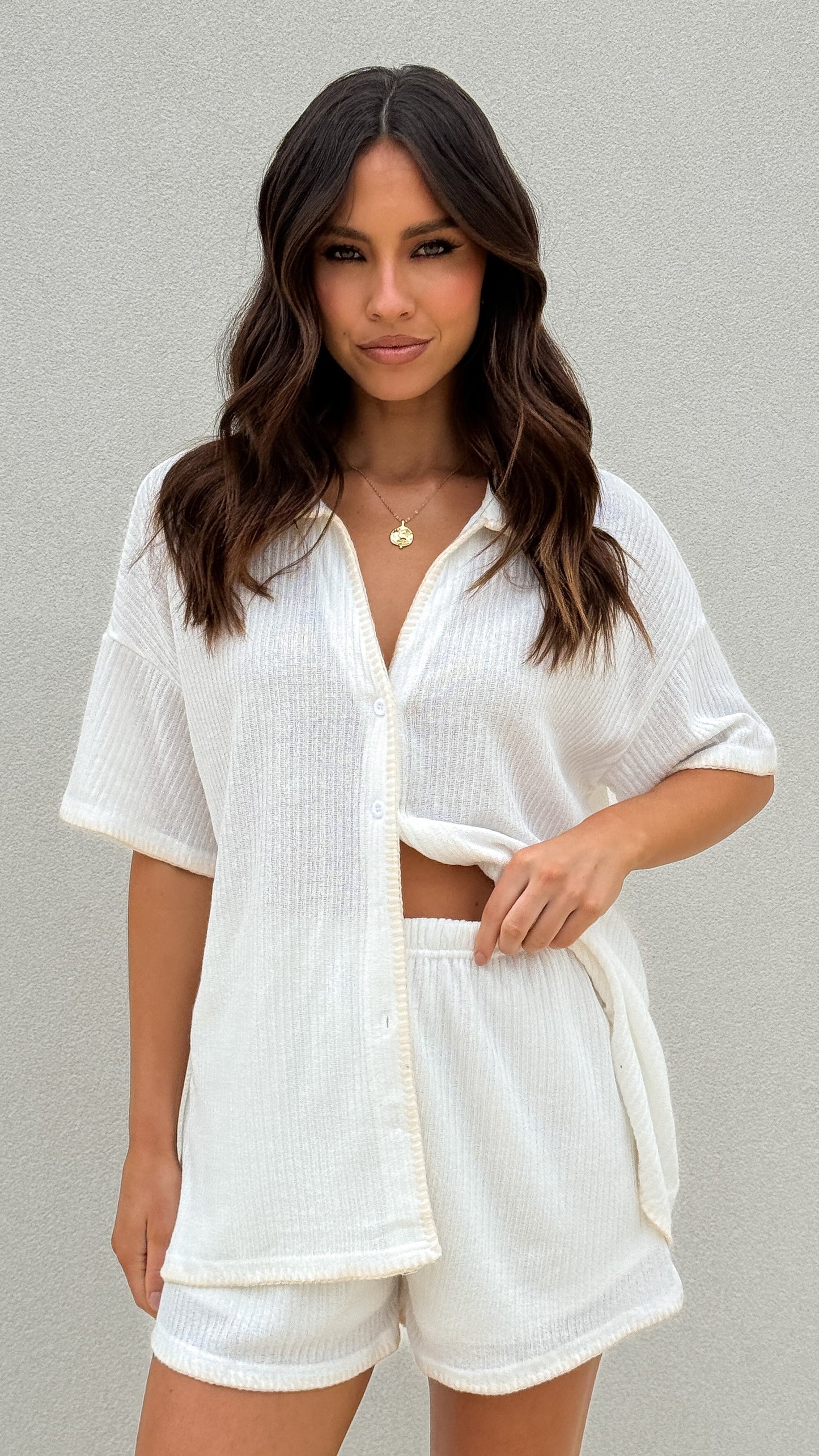 Eden Knit Top and Shorts Set - White