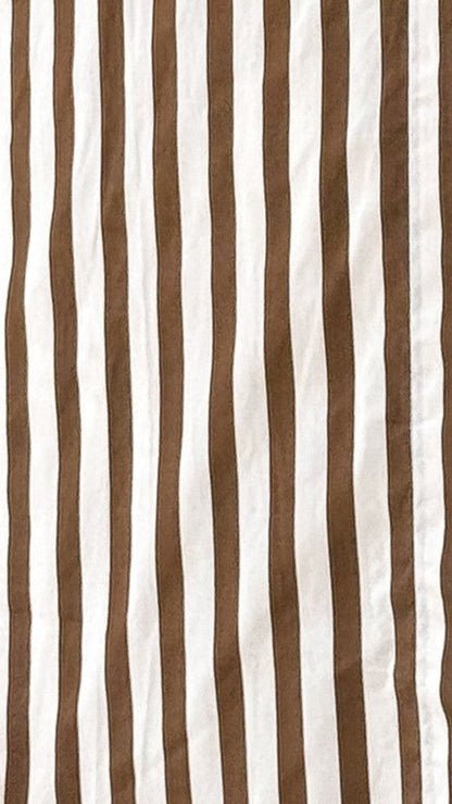 Zoah Long Sleeve Button Up Shirt - Choc/Champagne Stripe