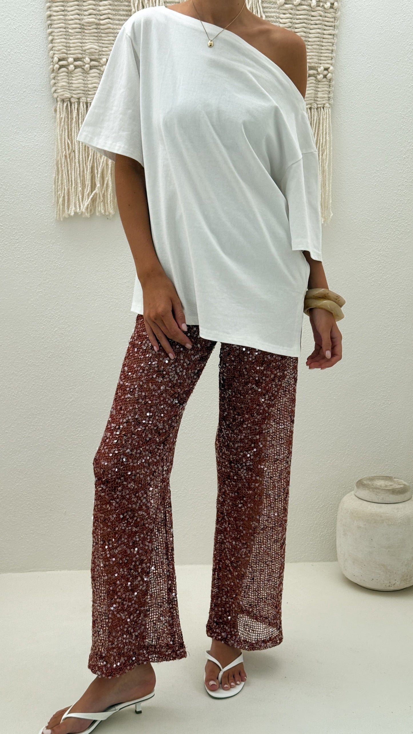 Zinnia Sequins Pant - Rust