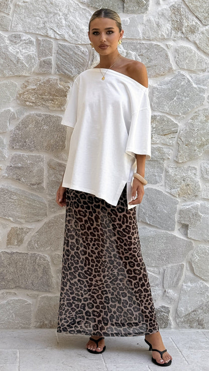Onella Semi Sheer Maxi Skirt - Leopard Print