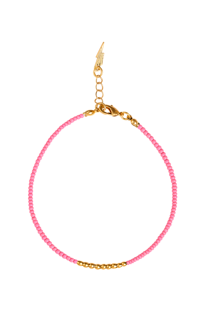 Gold and Coral Beaded Bracelet
