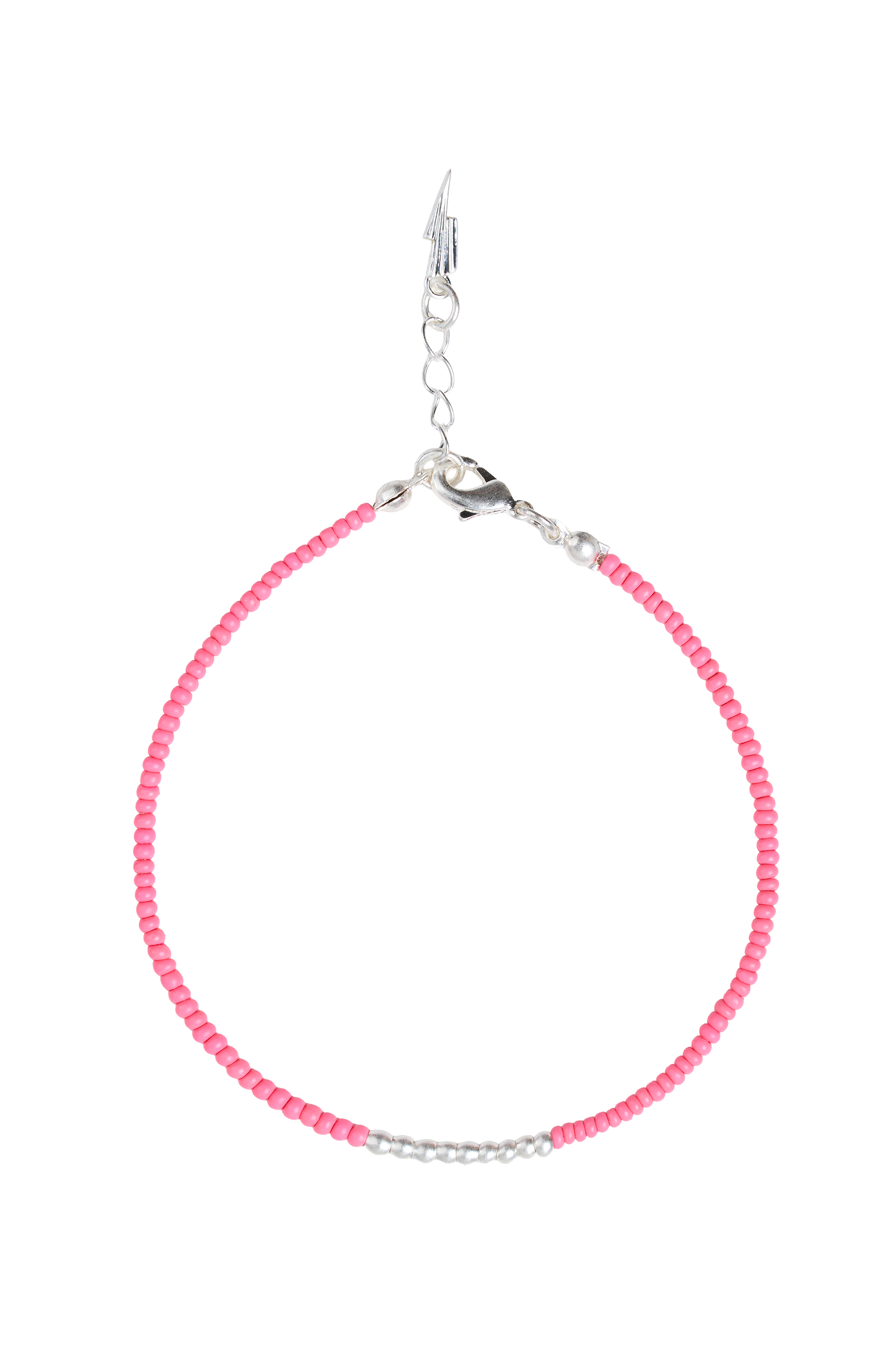 Silver and Coral Beaded Bracelet
