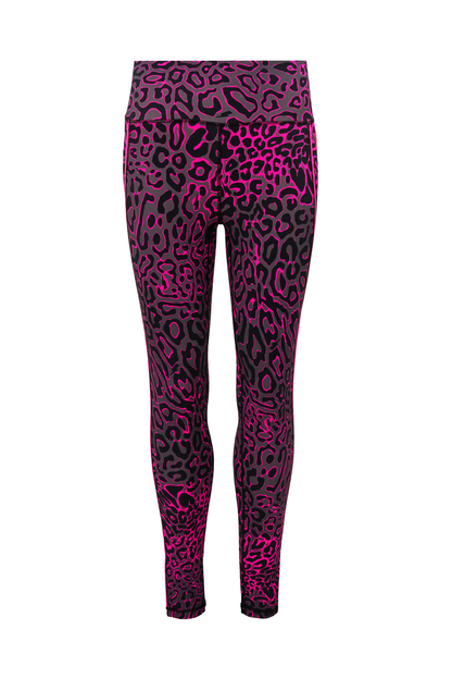 Grey with Pink Leopard Ray 7/8 Length Active Leggings