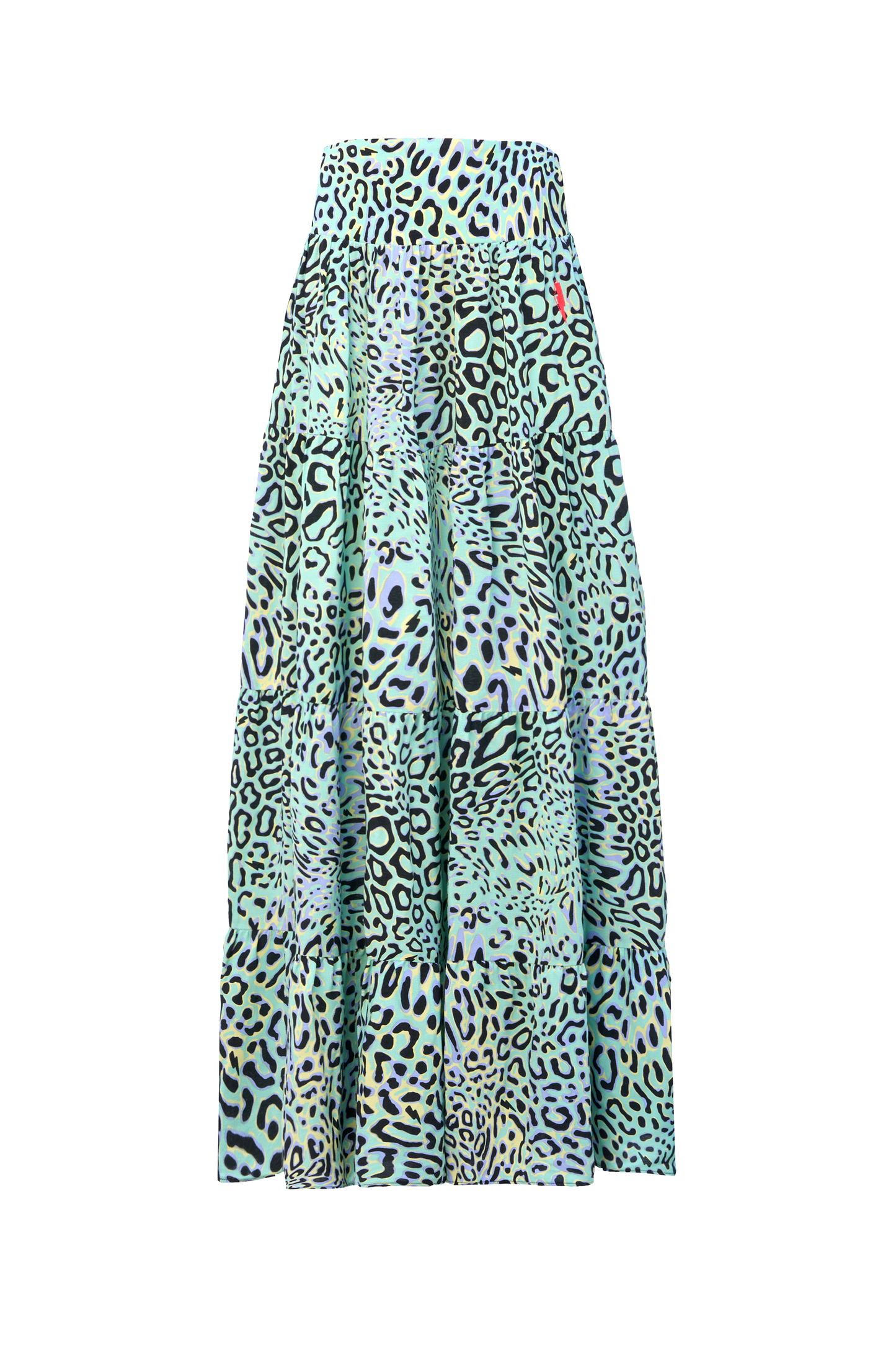 Green with Yellow Leopard Ray Maxi Skirt