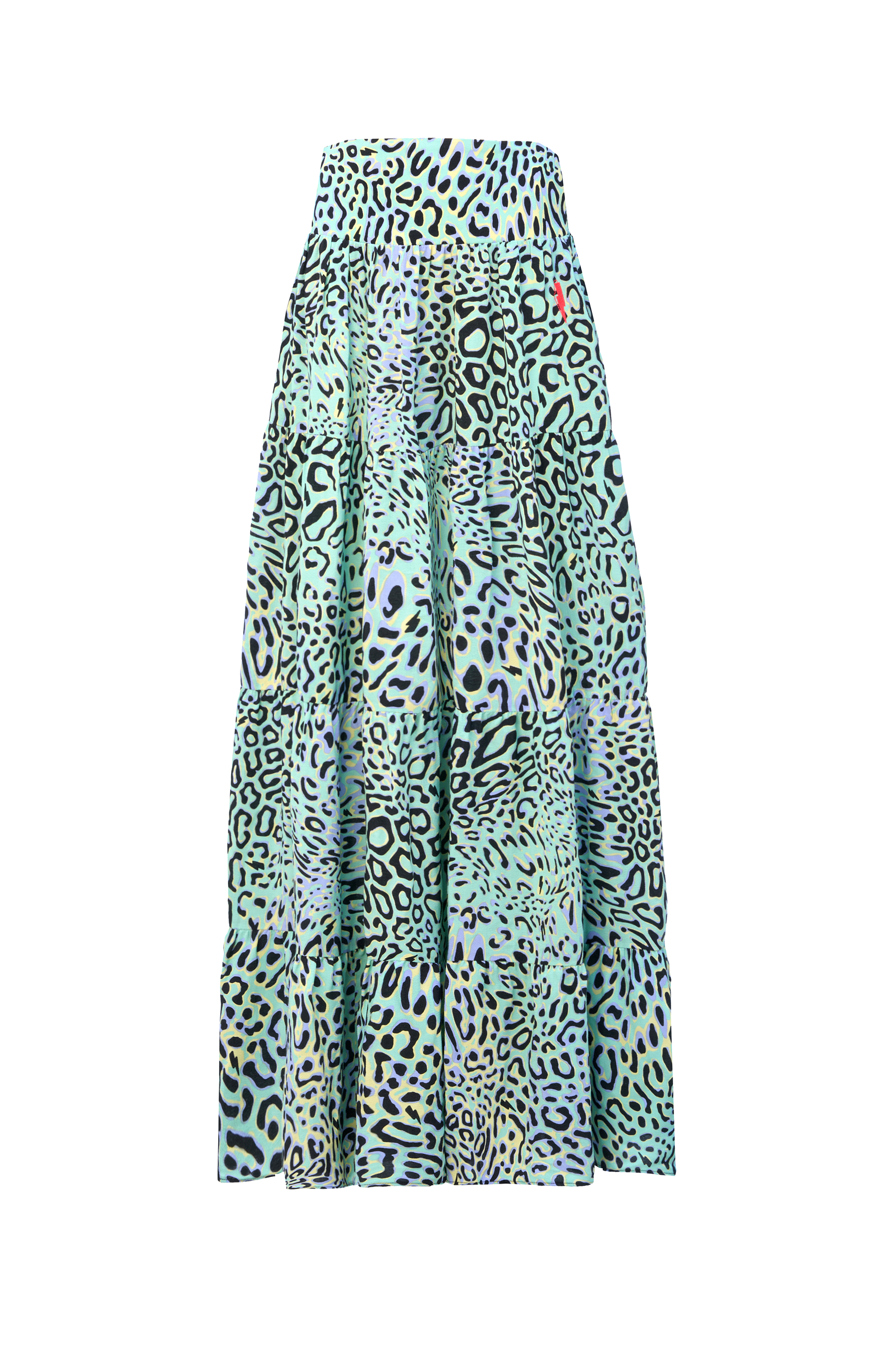 Green with Yellow Leopard Ray Maxi Skirt