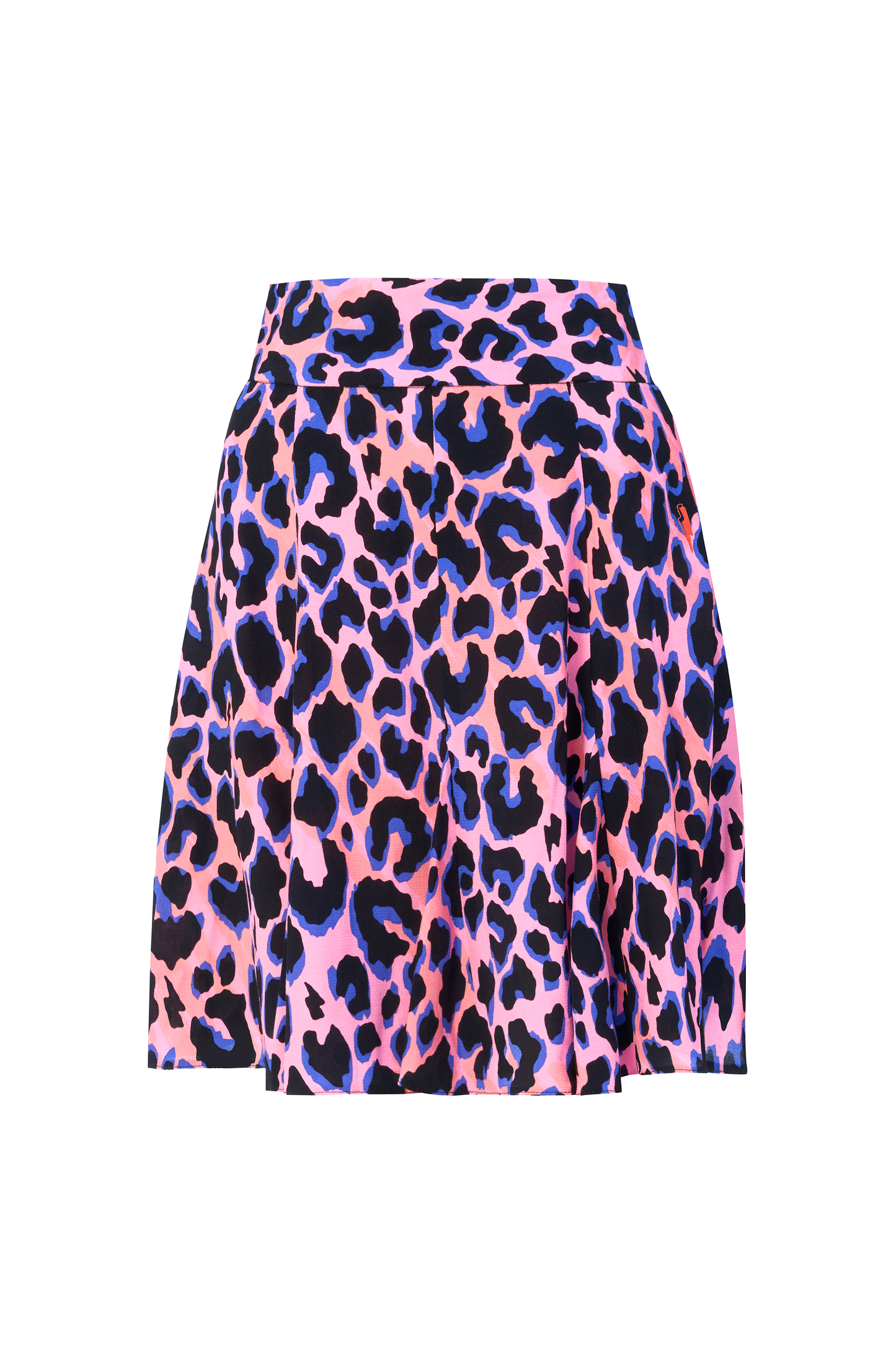 Pink with Blue and Black Shadow Leopard Skater Skirt