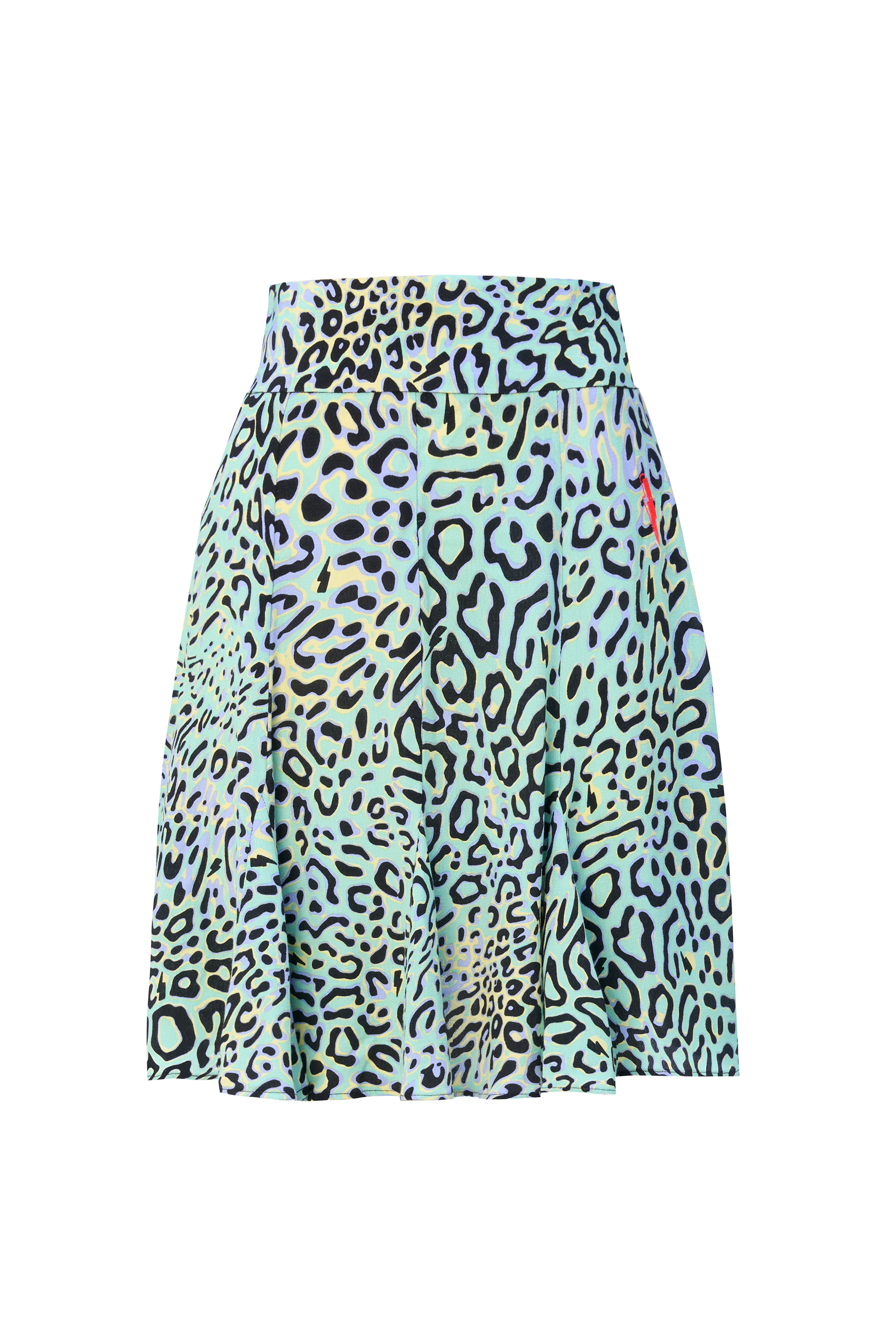 Green with Yellow Leopard Ray Skater Skirt