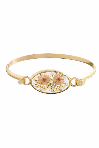 Carlsbad Gold Pressed Flower Bangle Bracelet