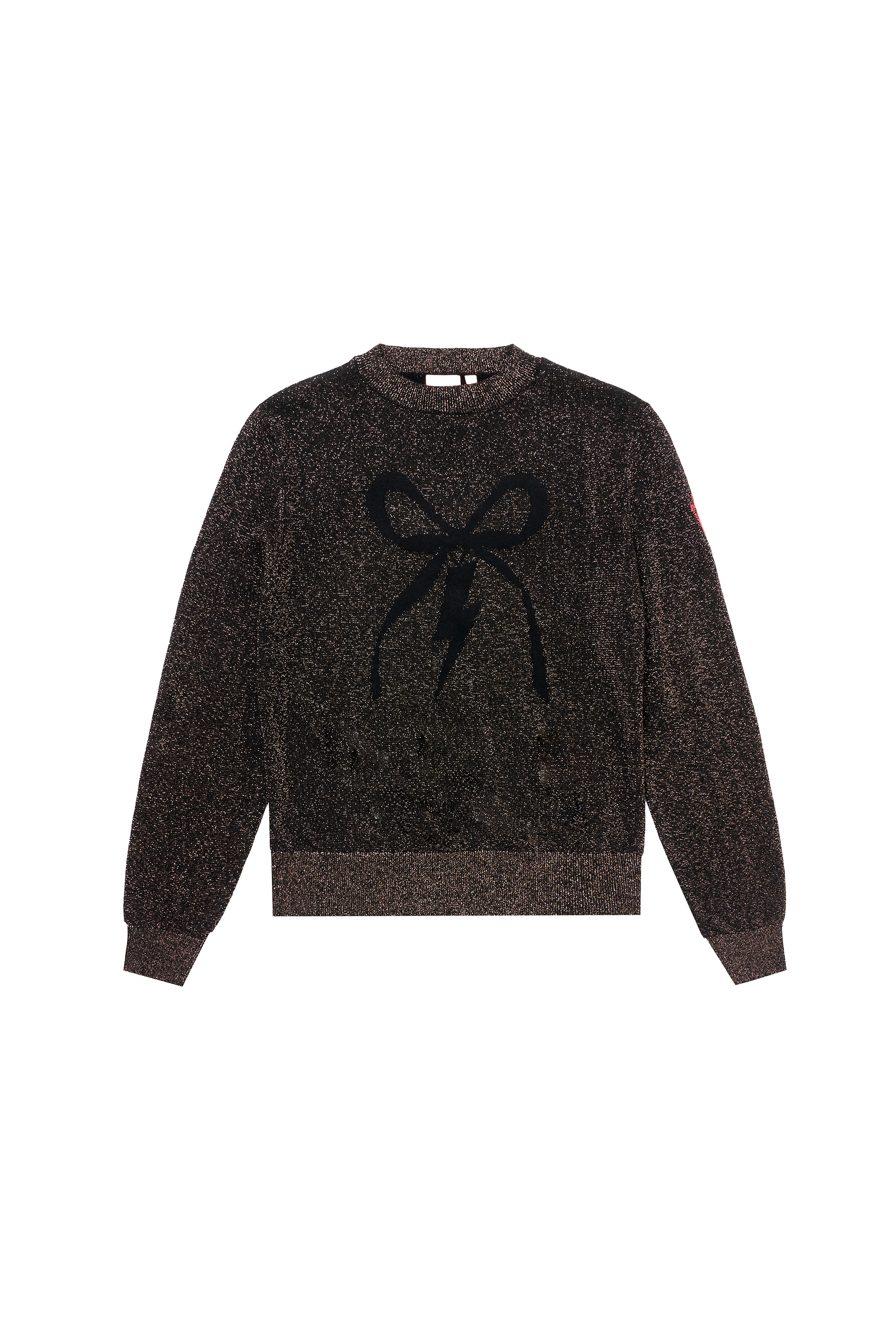 Rose Gold with Black Ribbon and Lightning Bolt Metallic Knit Jumper
