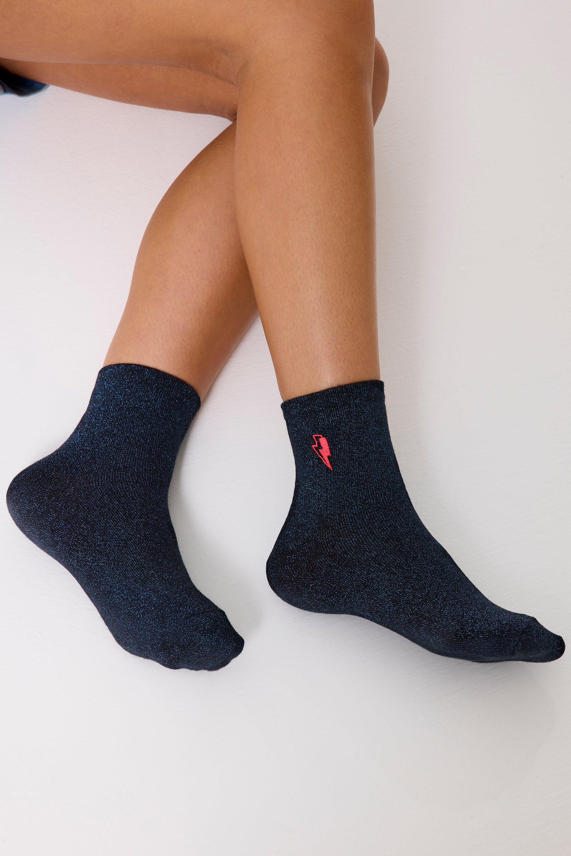Navy Metallic Socks